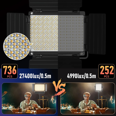 Panou video GVM RGB cu Softbox, Set 2 x LED 45W, 15000 Lux/0.5 m, CRI97+, 3200K-5600K, Control prin aplicatie, 2 stative, geanta transport [7]