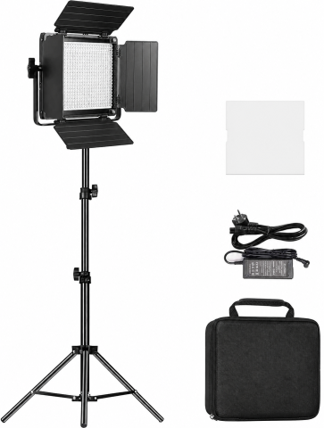 ELECTRONICE - Panou video LED GVM 480LS cu stativ reglabil, 2300K-6800K, CRI97+, TLCI97+, control Bluetooth prin aplicatie, iluminare continua pentru fotografie si filmare