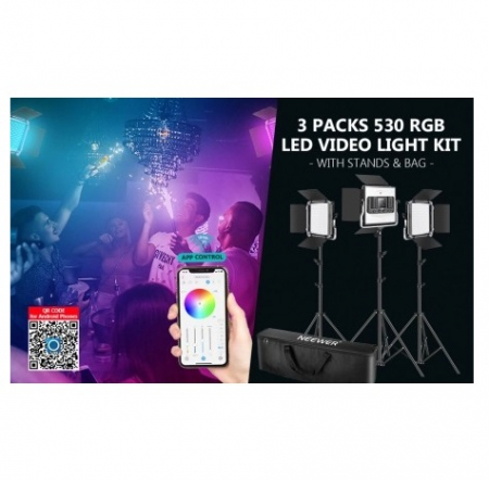Kit 2 Panouri Neewer RGB 530 LED,trepiezi 200 cm inclusi,2x difuzor softbox pentru lumina + geanta transport [1]