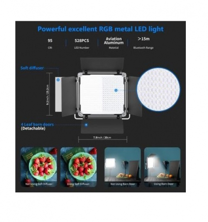Kit 2 Panouri Neewer RGB 530 LED,trepiezi 200 cm inclusi,2x difuzor softbox pentru lumina + geanta transport [5]