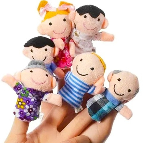Papusi de deget familie, set 6 personaje textile, 8 x 8 cm, multicolor, pentru povesti si jocuri de rol [1]