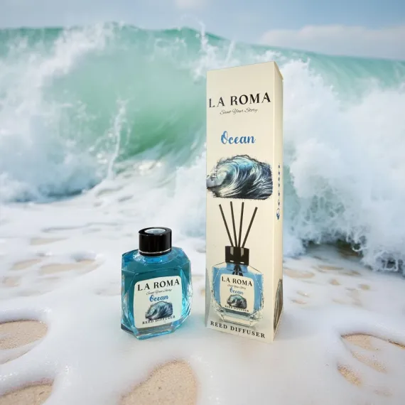 Parfum de cameră La Roma - Ocean, 130 ml – Difuzor cu bețișoare, aromă proaspătă și persistentă [3]