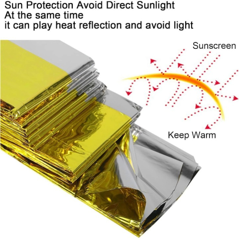 Patura izoterma Aluminiu, 160x210cm, camping, Drumetie, Folie supravietuire, Auriu [3]