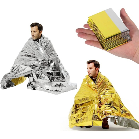 Patura izoterma Aluminiu, 160x210cm, camping, Drumetie, Folie supravietuire, Auriu [2]