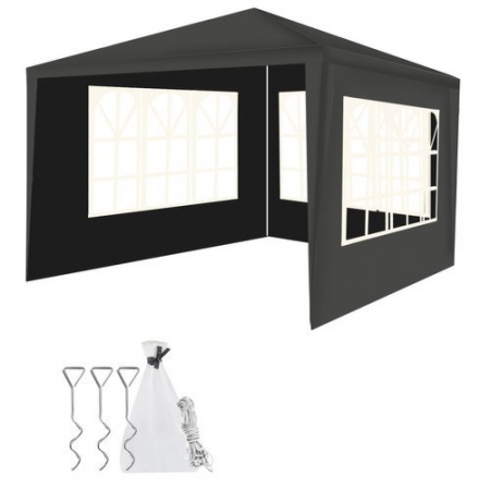 Pavilioane - Cort,Pavilion de gradina,curte,evenimente 3x3 m cu 3 pereti laterali cu ferestre - Gri
