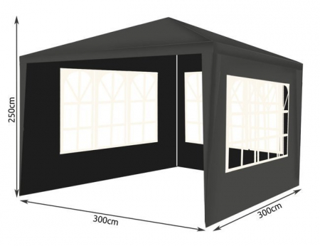 Cort,Pavilion de gradina,curte,evenimente 3x3 m cu 3 pereti laterali cu ferestre - Gri [1]