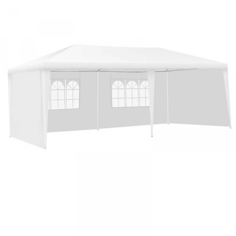 Pavilion de gradina,curte,evenimente 3x6m cu 6 pereti laterali cu ferestre - Alb [5]