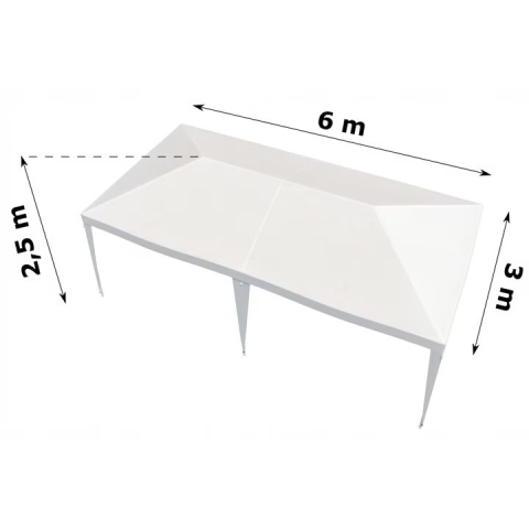 Pavilion / Foisor de gradina impermeabil 3x6x2.5 m, cadru metalic din otel, acoperis din polietilena 100 g/m², alb, rezistent la apa si UV, pentru curte, terasa si eveniment [3]