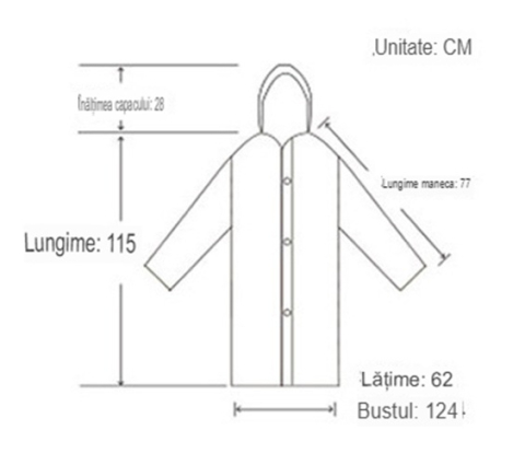 Pelerina de ploaie neagra 115 x 62 cm, EVA, cu gluga si maneci lungi, impermeabila [2]