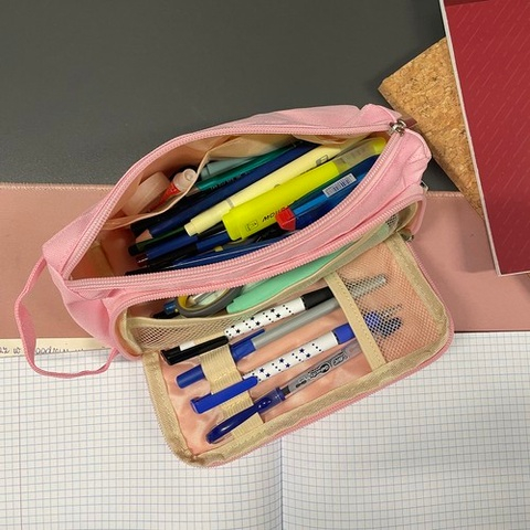 Penar extensibil pentru rechizite si accesorii, doua compartimente cu organizare inteligenta, roz, 23 x 10 x 10 cm [4]