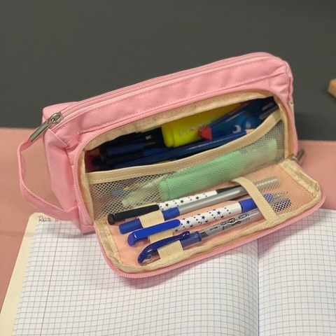 Penar extensibil pentru rechizite si accesorii, doua compartimente cu organizare inteligenta, roz, 23 x 10 x 10 cm [5]
