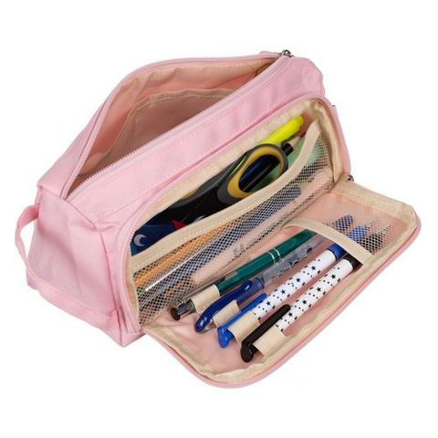 Penar extensibil pentru rechizite si accesorii, doua compartimente cu organizare inteligenta, roz, 23 x 10 x 10 cm [3]
