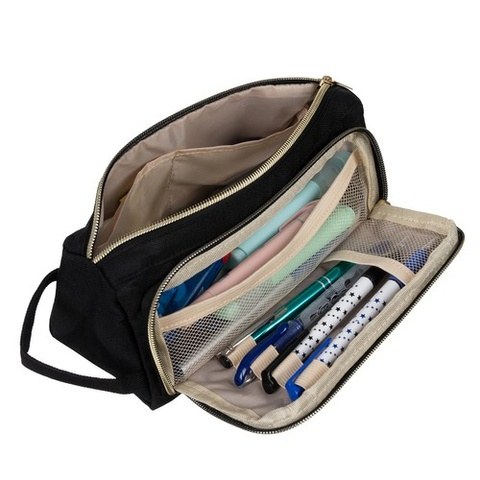Penar multifunctional pentru scoala si birou, cu 2 compartimente si organizare inteligenta, material Oxford, negru [2]