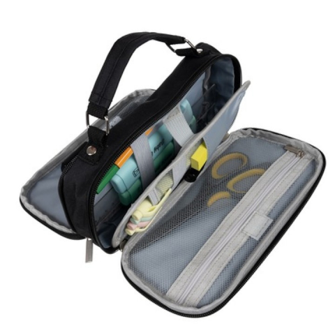 Penar pentru scoala cu 2 compartimente, 23x7.5x11.5 cm - Negru [3]