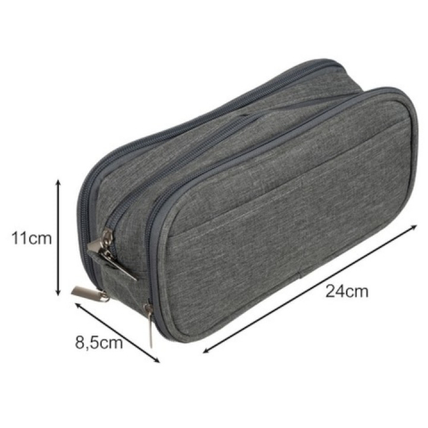 Penar pentru scoala cu 3 compartimente, 24x8.5x11 cm - Gri [4]