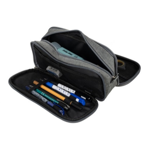 Penar pentru scoala cu 3 compartimente, 24x8.5x11 cm - Gri [3]
