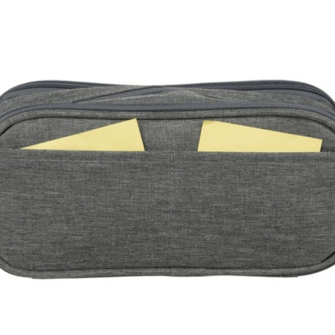 Penar pentru scoala cu 3 compartimente, 24x8.5x11 cm - Gri [1]