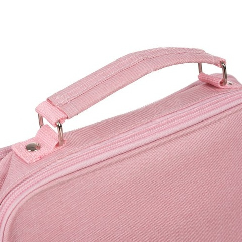 Penar scolar multifunctional cu organizare pe doua niveluri, buzunare interioare si suport pentru instrumente de scris, roz, 23 x 11 x 7 cm [5]