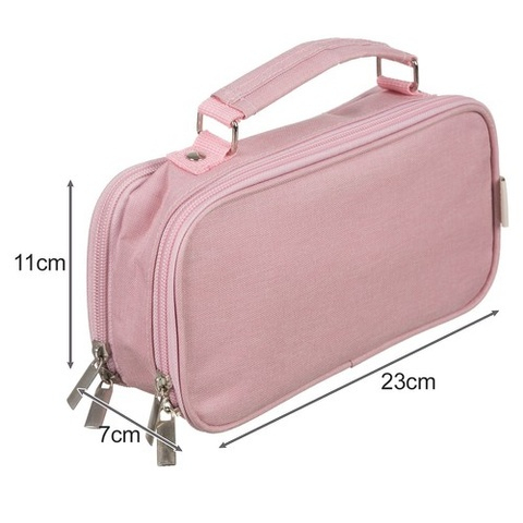 Penar scolar multifunctional cu organizare pe doua niveluri, buzunare interioare si suport pentru instrumente de scris, roz, 23 x 11 x 7 cm [11]