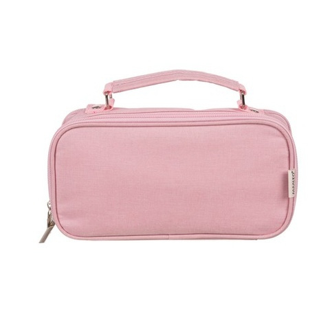 Diverse accesorii papetarie - Penar scolar multifunctional cu organizare pe doua niveluri, buzunare interioare si suport pentru instrumente de scris, roz, 23 x 11 x 7 cm