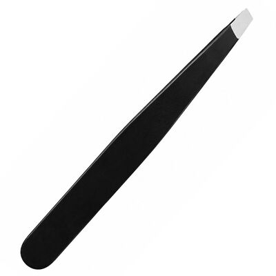 COSMETICE - Penseta cosmetica neagra 9.6 x 1 x 0.4 cm, varf oblic lat din otel inoxidabil, prindere precisa pentru pensarea, definirea si intretinerea sprancenelor