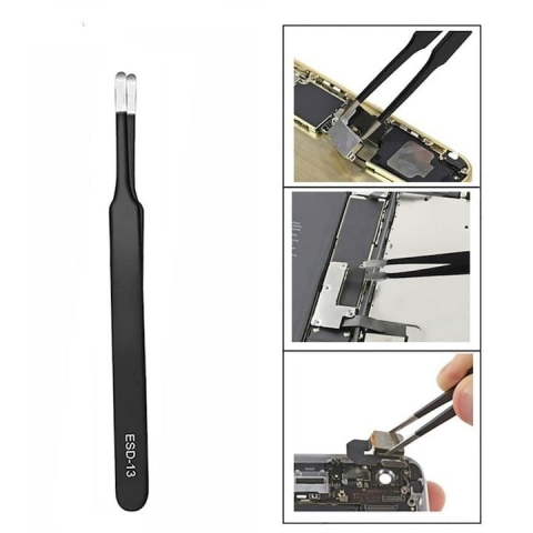 Pensetă de precizie multifuncțională ESD-13, 122 mm, antistatică, din oțel inoxidabil, vârf rotunjit – pentru electronice, bijuterii și lucrări fine [5]