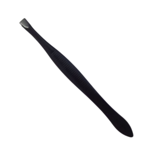 Penseta neagra 8.3 cm, varf plat drept tesit, otel carbon, penseta cosmetica pentru sprancene si fire de par, precizie ridicata pentru uz profesional si personal [3]