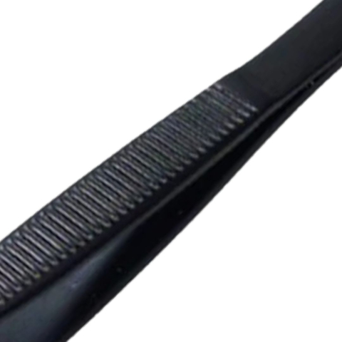 Penseta neagra 8.3 cm, varf plat drept tesit, otel carbon, penseta cosmetica pentru sprancene si fire de par, precizie ridicata pentru uz profesional si personal [5]