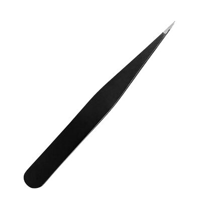 CASA & GRADINA - Penseta neagra 9.6 x 1 x 0.4 cm pentru sprancene, varf drept foarte fin si ascutit, otel inoxidabil durabil, pentru prinderea firelor subtiri si pensare precisa