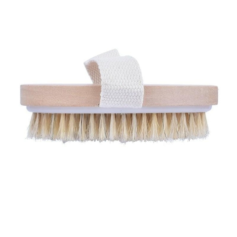 Perie anticelulitica pentru masaj corporal uscat, cu peri duri si maner din lemn, maro [16]