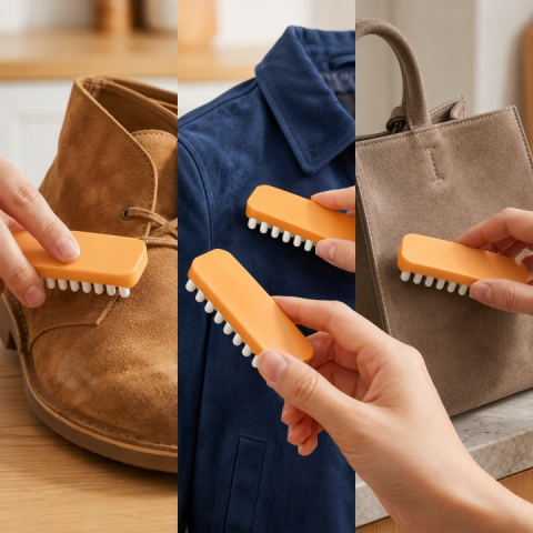 Perie Crep Profesionala pentru Curatarea Pielii Intoarse si Nubuck, Radiera din Cauciuc Creponat, pentru Incaltaminte, Genti si Haine din Piele, 12.4 x 4 cm [2]
