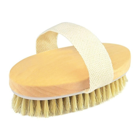 Perie de masaj pentru exfoliere si periaj uscat, cu peri naturali din agave, pentru curatarea porilor, stimularea circulatiei si relaxare, 12.5 x 6.5 x 3.5 cm, maro [4]