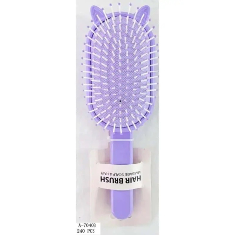 Perie de păr cu urechi de pisică, profesională, anti-încâlcire, cu peri flexibili și vârfuri rotunjite, maner ergonomic, pentru uz zilnic, 22 cm, mov – Dactylion [2]