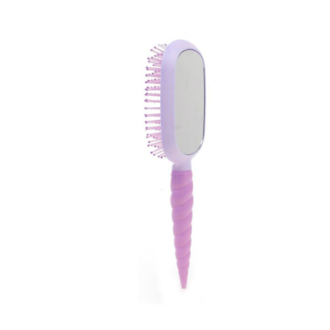 Perie de par profesionala tip paleta, cu maner unicorn si oglinda pe spate, anti-incalcire, cu peri flexibili si varfuri rotunjite, ideala pentru coafare zilnica mov sau bleu [2]