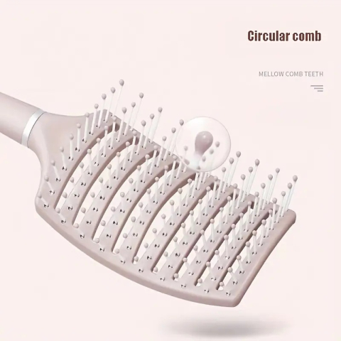 Perie de păr profesională, ventilată, anti-încâlcire, cu peri flexibili și mâner ergonomic, pentru uscare rapidă și coafare zilnică, crem – Dactylion [1]