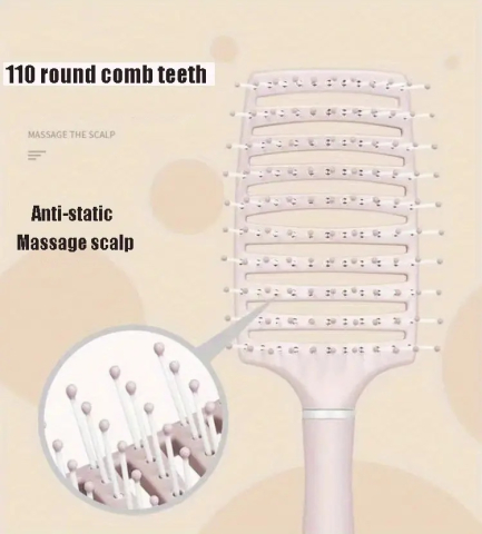 Perie de păr profesională, ventilată, anti-încâlcire, cu peri flexibili și mâner ergonomic, pentru uscare rapidă și coafare zilnică, crem – Dactylion [4]