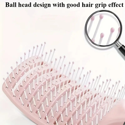 Perie de păr profesională, ventilată, anti-încâlcire, cu peri flexibili și mâner ergonomic, pentru uscare rapidă și coafare zilnică, roz – Dactylion [1]