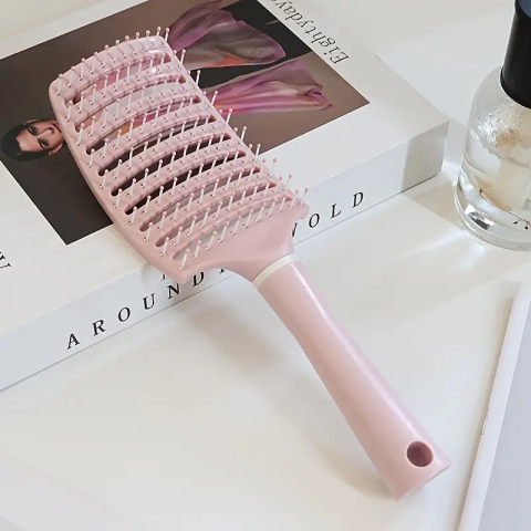 Perie de păr profesională, ventilată, anti-încâlcire, cu peri flexibili și mâner ergonomic, pentru uscare rapidă și coafare zilnică, roz – Dactylion [8]