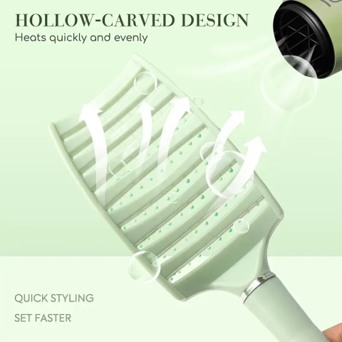Perie de păr profesională, ventilată, anti-încâlcire, cu peri flexibili și mâner ergonomic, pentru uscare rapidă și coafare zilnică, verde – Dactylion [3]