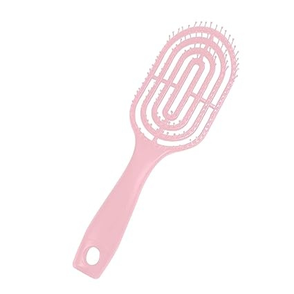 Perii păr - Perie de păr profesională, ventilată, anti-încâlcire, formă ovală, cu peri flexibili și mâner ergonomic, pentru uscare rapidă și coafare zilnică, roz – Dactylion