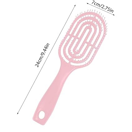 Perie de păr profesională, ventilată, anti-încâlcire, formă ovală, cu peri flexibili și mâner ergonomic, pentru uscare rapidă și coafare zilnică, roz – Dactylion [1]