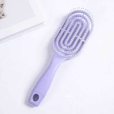 Perie de păr profesională, ventilată, anti-încâlcire, formă ovală, cu peri flexibili și mâner ergonomic, pentru uscare rapidă și coafare zilnică, mov – Dactylion [3]