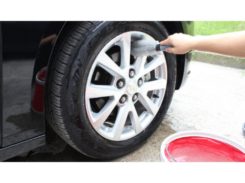 Perie pentru Curatare Jante Auto, 25 cm, Peri Moi din Polipropilena si Nailon, Maner Ergonomic Antiderapant, Gri [1]