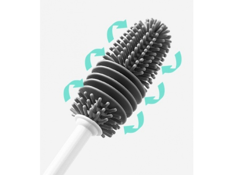 Perie pentru curatare sticle, pahare, borcane, vaze, silicon/plastic, gri, 32.5 x 3 cm [15]