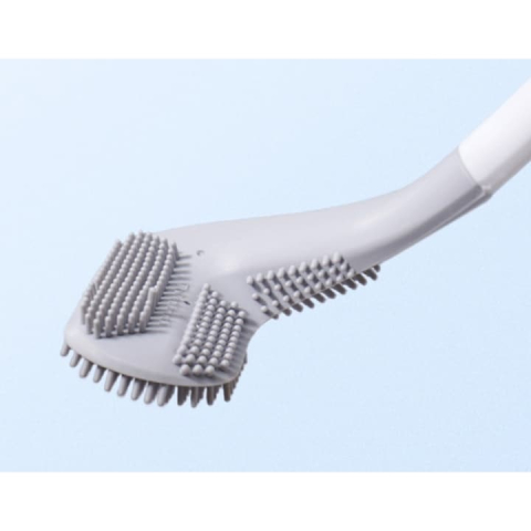 Perie pentru curatare toaleta, plastic si silicon, suport pentru agatare pe perete, 40 x 8 x 6 cm, alb/gri [6]