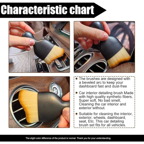 Perie profesionala pentru interior auto, plastic si nailon, curatare precisa, 10 x 4.5 x 2 cm, negru [4]