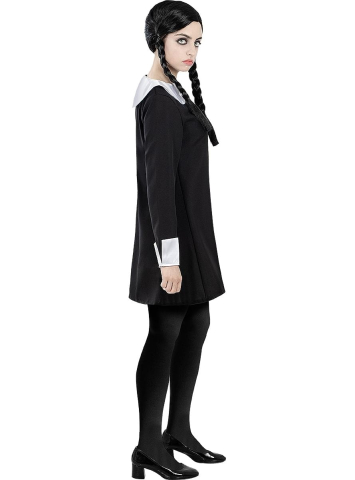 Peruca feminina lunga pentru costume si petreceri tematice, doua codite impletite, par sintetic negru, 55 cm [2]