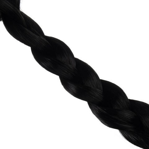 Peruca feminina lunga pentru costume si petreceri tematice, doua codite impletite, par sintetic negru, 55 cm [5]