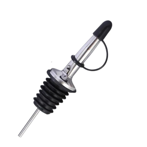 CASA & GRADINA - Picurator inox negru cu capac 10.5 cm, diametru 2.5 cm, dop profesional cu silicon pentru servire curata si dozare precisa