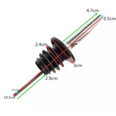 Picurator inox negru cu capac 10.5 cm, diametru 2.5 cm, dop profesional cu silicon pentru servire curata si dozare precisa [7]